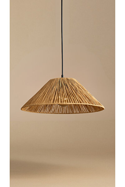 BOHEM SANATIM El Yapımı Kağıt Rafya Bohem Rustik Avize Salon,Yatak Odası,Balkon Avize (40CM)