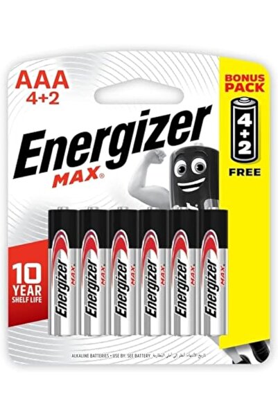 Energizer E92BP6 Max 1.5V Alkaline AAA Batteries, 6 Pieces - Black