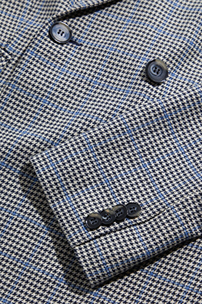 W Collection Blue Plaid Wool Blazer