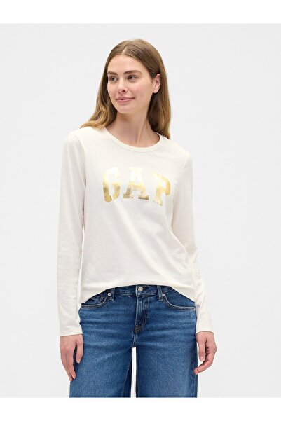 GAP Kadın Krem Favorite Logo T-Shirt
