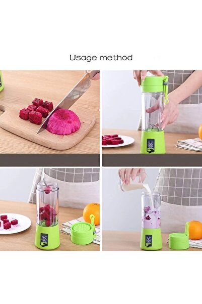 Fabrilux Portable USB Rechargeable Blender 380ml Stainless Steel Blade for Smoothies & Shakes