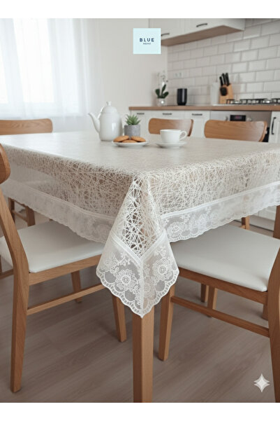 Blue Home 🆕 Lace Look Easy to Clean Non-Slip Liquid-Proof Hole-Free Pvc Tablecloth 120 cm X 150 cm