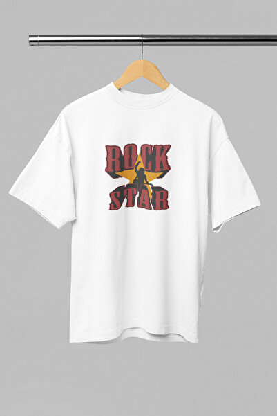 Kozy Creative Men's Basic T-Shirt Rockstar -White