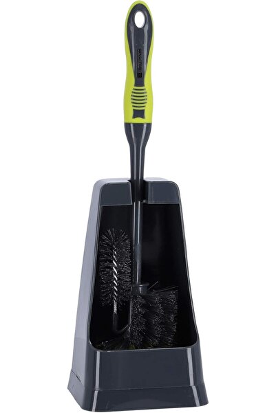 ROYALFORD Toilet Brush Holder Grey 360 D Shaped Head Under Rim Cleaner Compact Durable