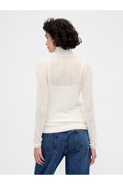 GAP Kadın Kırık Beyaz Pointelle Turtleneck Kazak