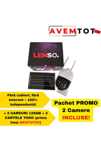 OEM PACKAGE X 2 LENSO Solar Surveillance Camera 5 MP SIM Card + 128 GB CARD