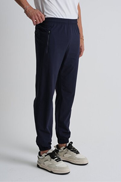 Shooter Sportswear Navy Blue Lace-Up Waist Elasticated Leg Comfortable Fit Zippered Men's Sweatpants Bottom