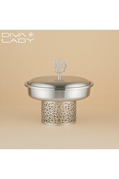 DIVA LADY Elegant metal serving dish with a decorative lid – measuring 20 x 15 x 10 cm for sophisticated hospitality