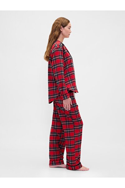 GAP Kadın Kırmızı Softest Flannel Pijama Takımı