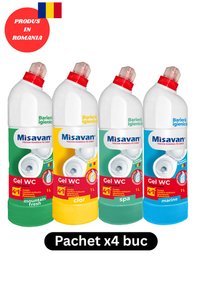 Misavan SOLUTIE 4 IN 1 GEL WC 4 AROME ( SPA,MOUNTAIN FRESH, MARINE, CLOR) 1L ...