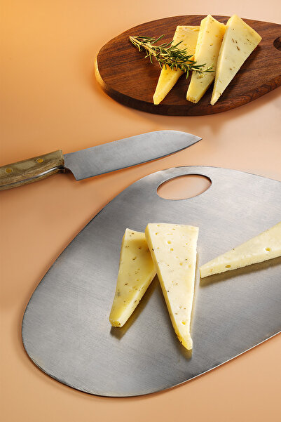 Steel & More Arcena Stainless Steel Oval Cutting Board - 24X34 cm