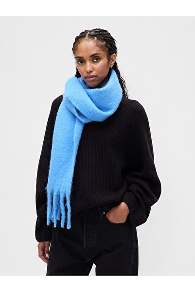 GAP Kadın Açık Mavi Brushed Fringeli Şal