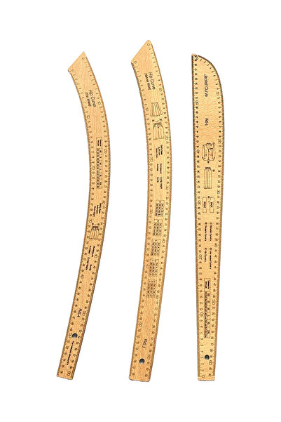 hodbehod Beech Color French 7-Piece Modeler's Mold Drawing Set – Angled & Pistole / Trousers, Jacket, Skirt, Collar