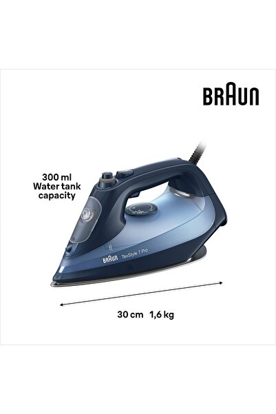 Braun TexStyle 7 Pro Steam Iron SI7160BL - 3000W, 300ml, Blue