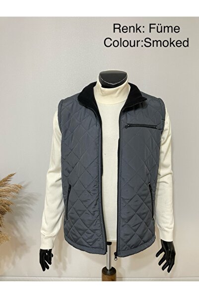 Sadık Collection Men's Windproof and Rainproof Quilted Vest with Fleece Inside 0112