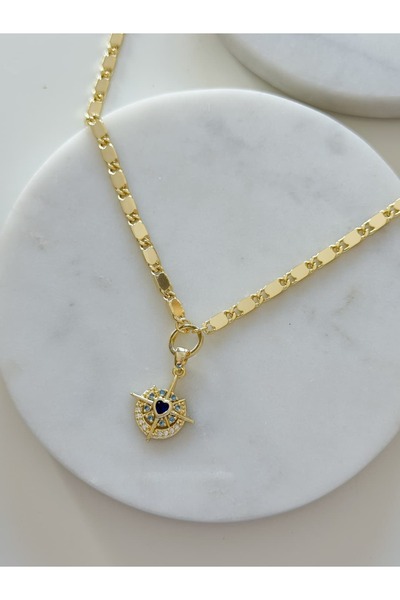 CHARMLUCKY ÖZEL SERİ KALPLİ YILDIZ UÇLU EZME ZİNCİR KOLYE