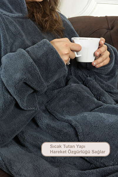 Elart Enjoy Tv Blanket Wellsoft Hooded Wearable Unisex over Size (80X110 cm) Anthracite