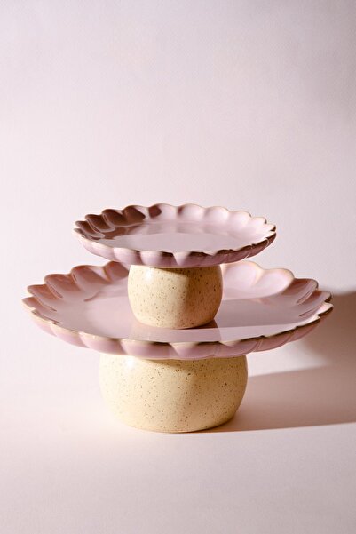 Le murano Fungo Footed Pastry Cake Presentation Plate 23 cm |   Pink