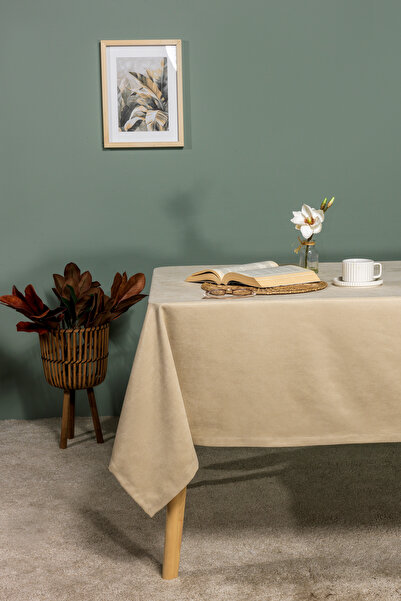Elart Soft Tablecloth Velvet Rectangular (150X220 cm) Light Stone