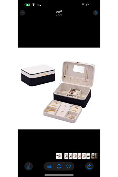 bity thok Elegant black and white jewelry box with a double compartment and interior mirror.