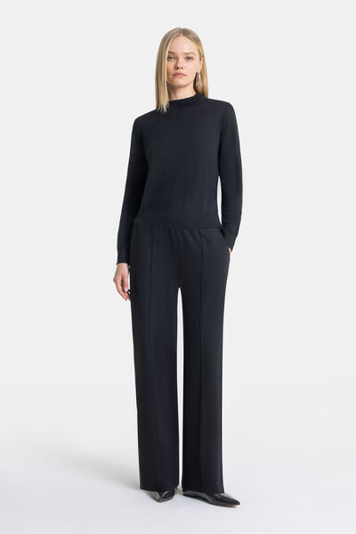 W Collection Black Wool Blend O-Neck Knitwear
