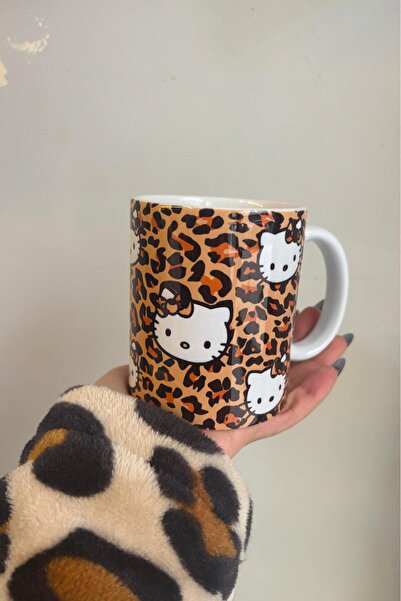 sartre art Hello Kitty Leopar Kupa Bardak - Baskılı Kupa Bardak