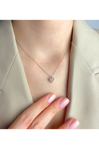 Şimal Silver 925 Ayar Gümüş Minimal Trapez Kalp Kolye