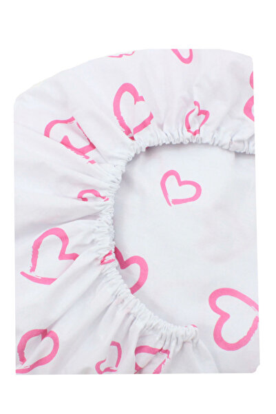 PRICHINDEL Cearșaf cu elastic pentru pătuț 120x60 cm, inimioare roz