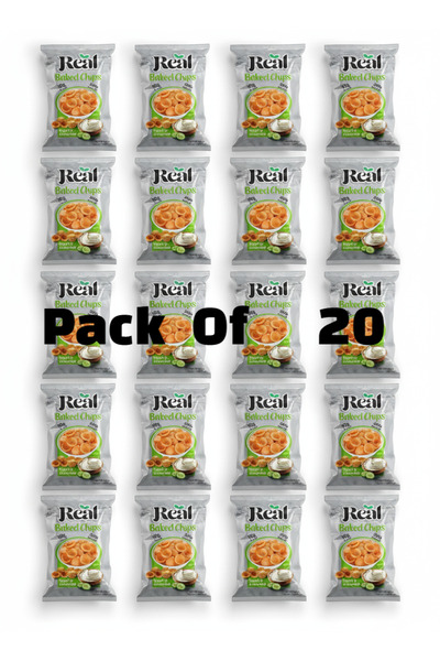 REAL رقائق البطاطس المخبوزة بالزبادي والخيار - خفيفة ومقرمشة وغنية بالبروتين، 60 غرام (عبوة من 20 قطعة)