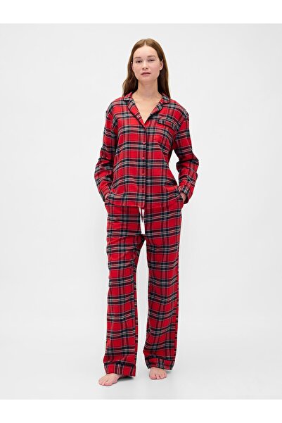 GAP Kadın Kırmızı Softest Flannel Pijama Takımı