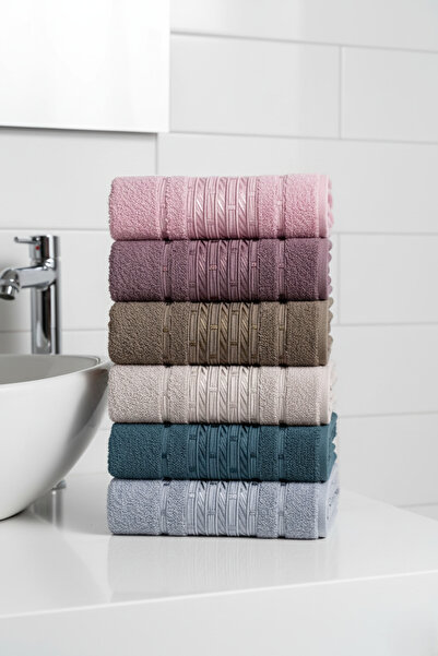 VİENNA 6-Piece Cotton 50X90 cm Hand & Face Towel – Soft and Absorbent Set