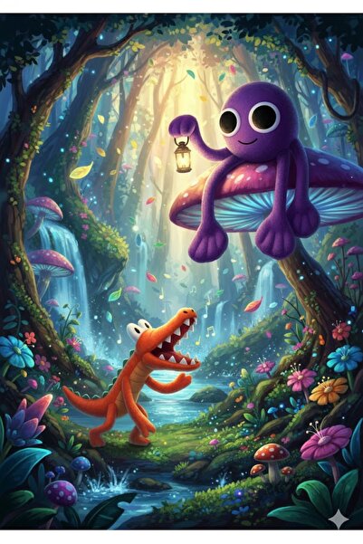 Pufline Rainbow Friends Orange Ve Purple Peluş Set Oyuncak