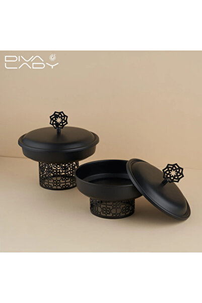 DIVA LADY Luxurious black serving tray with a decorative lid – measuring 17.5 x 10 x 10 cm for elegant hospitality ✨