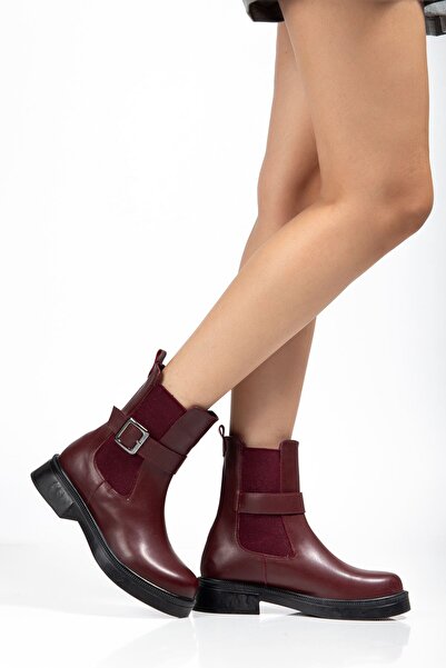 Budi 02-2004 Bordo Luna Elastic Daily Women's Boots with Buckle Accessories