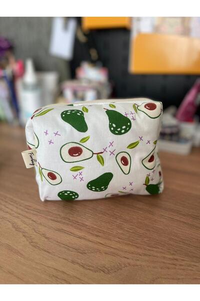 Fiorbag Avocado Patterned Makeup Bag Single Compartment Lined Handmade
