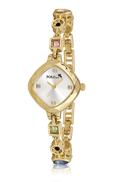 Polo Air Elegant Women's Wristwatch with Colorful Stone Detail Gold Color Pl-1576B1X