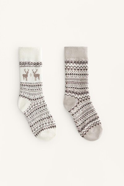 Oysho 2 çift klasik jakarlı çorap