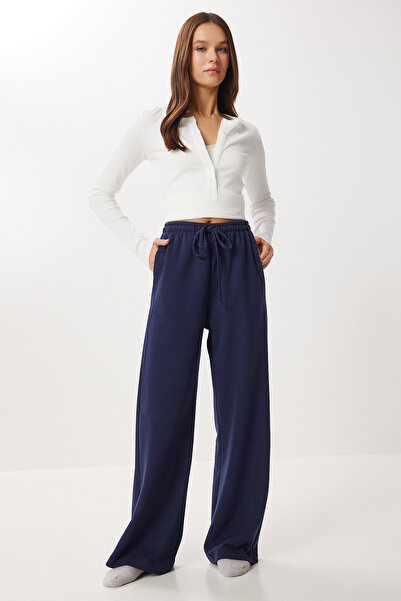 Lovelyİstanbul Very Soft Textured Thessaloniki Sweatpants Lub0063 Dark Blue