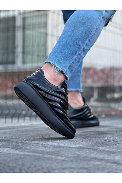 Wagoon WG094 Charcoal Patent Leather Men's Casual Shoes