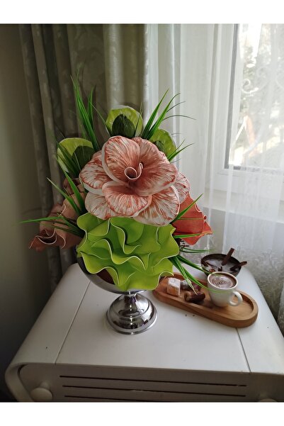 Hatem dekor flower Gümüş Vazo & Yapay çiçekler Şebboy çiçeği