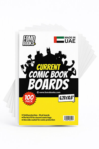 COMICS لوحات كتب FOMO المصورة - عبوة من ١٠٠ لوحة (الحجم الحالي، ٦.٧٥ × ١٠.٥ بوصة)، خالية من الأحماض، ٢٤ ورقة)