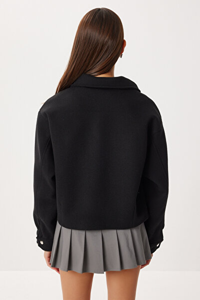 Lovelyİstanbul Polo Collar Zippered Cashmere Jacket Loh0015 Black