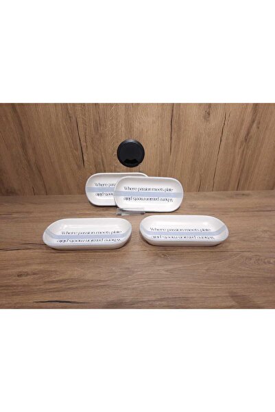 Keramika Boat Plate 4 Pieces 16X8 cm Patterned Matte