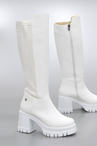 kajal ayakkabı Bt900 Stretch Fabric Back Knee-High Boots