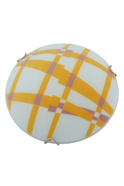 Spot Lampă de tavan rotundă 25 cm alb mat cu carouri portocalii