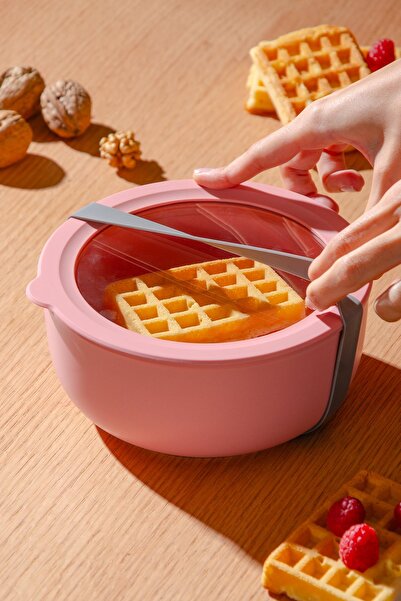 Le murano Moca Stoneware Airtight Storage Container with Transparent Lid 1000 ml | Pink