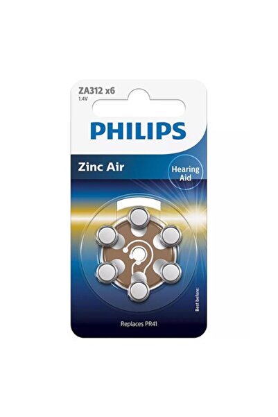 Philips Baterii pentru aparate auditive, blister zinc-aer, 6 bucăți, durabile...