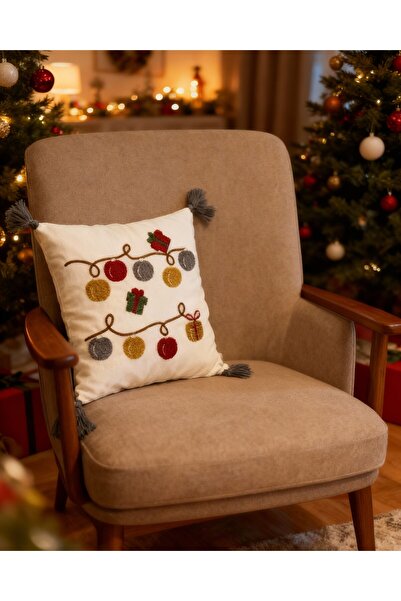 MACASA غطاء وسادة من القماش الأبيض المصنوع من القطن بنسبة 100% مطرز بتصميم فر...