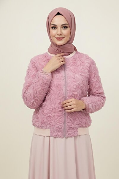 TOFİSA Rose Tulle Coat Pink - 28026-Pink