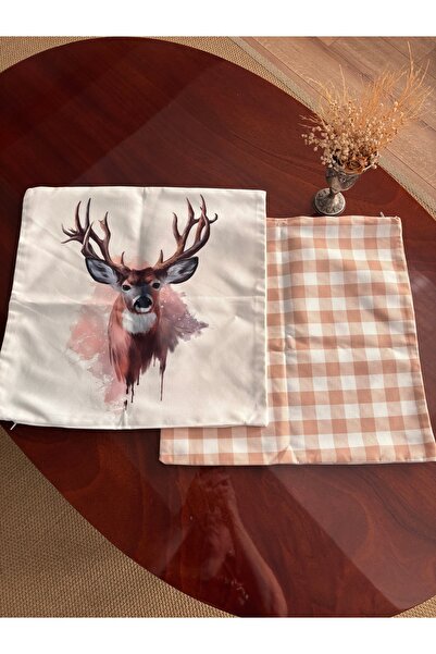 Ayd Home 2 bucăți husă de pernă bej cu fermoar Crăciun Anul Nou Crăciun